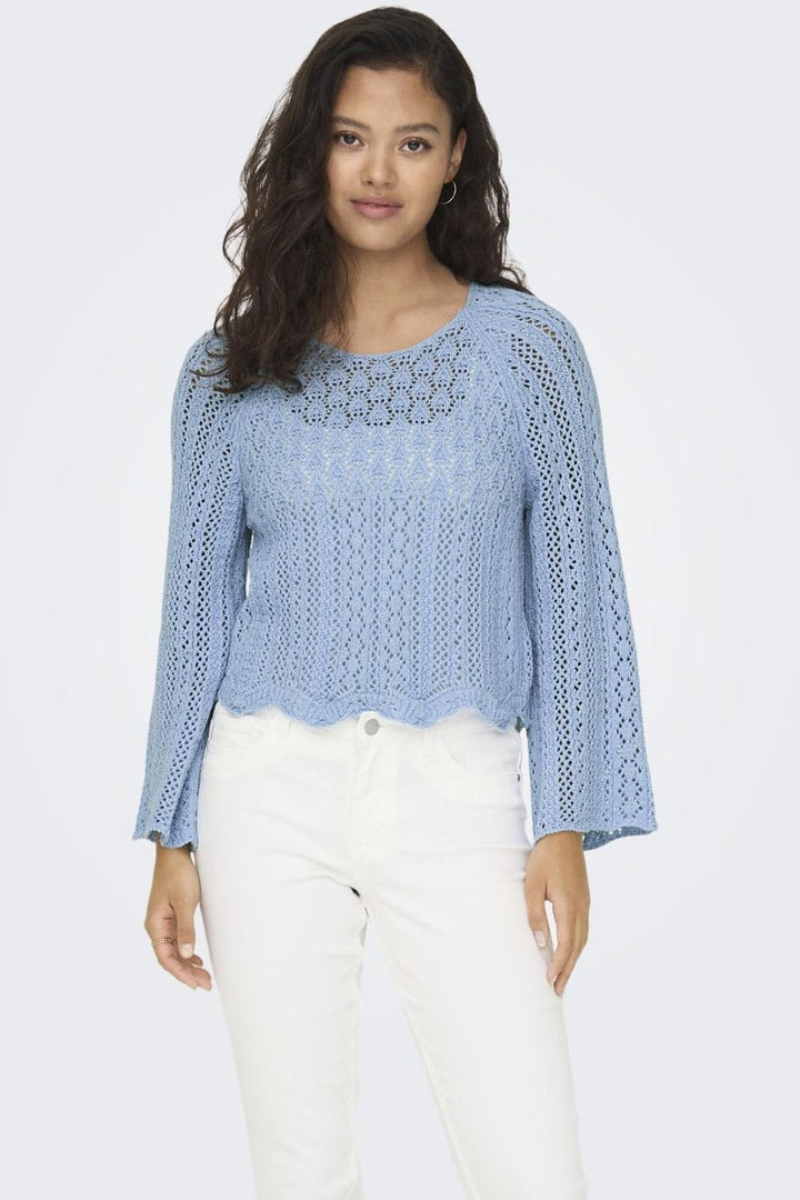 Only - Onlnola Life 3/4 Pullover Knt - 4067099 Light Blue