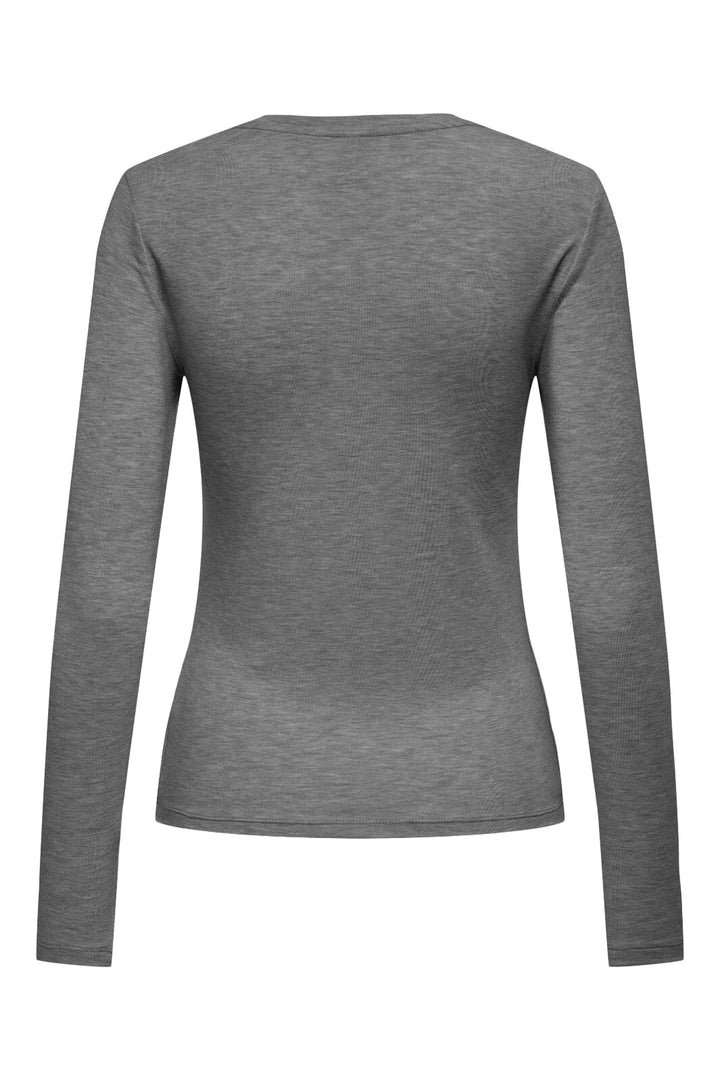 Only - Onlsia L/S O-Neck Top Box - 4674042 Medium Grey Melange Bluser 