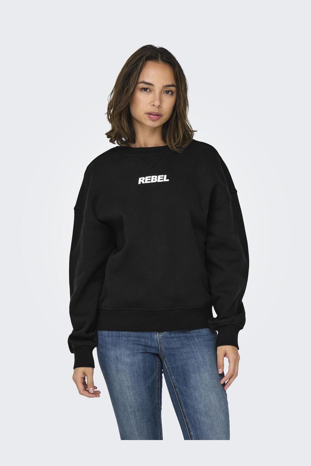 Only - Onlsofia L/S Word O-Neck Swt - 4564505 Black Rebel