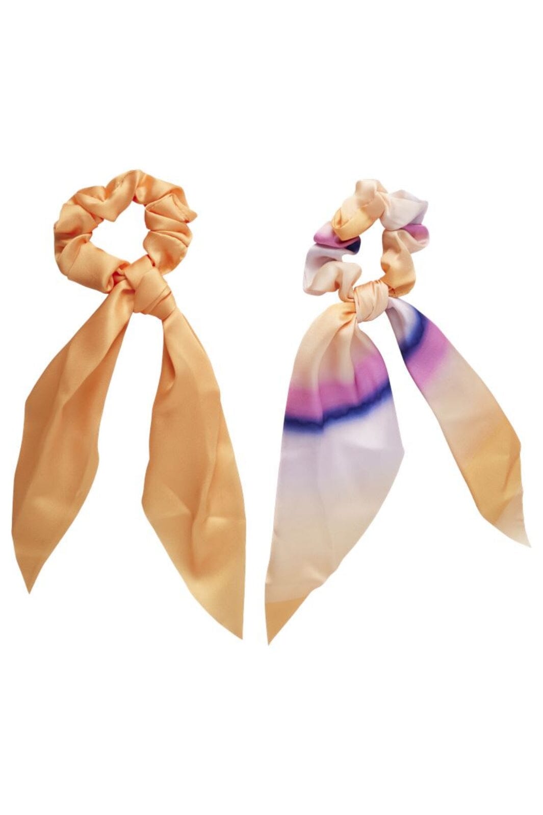 Pieces - Pcalana A 2-Pack Bow Scrunchie Sww - 4428982 Blazing Orange Aop Hårelastikker 