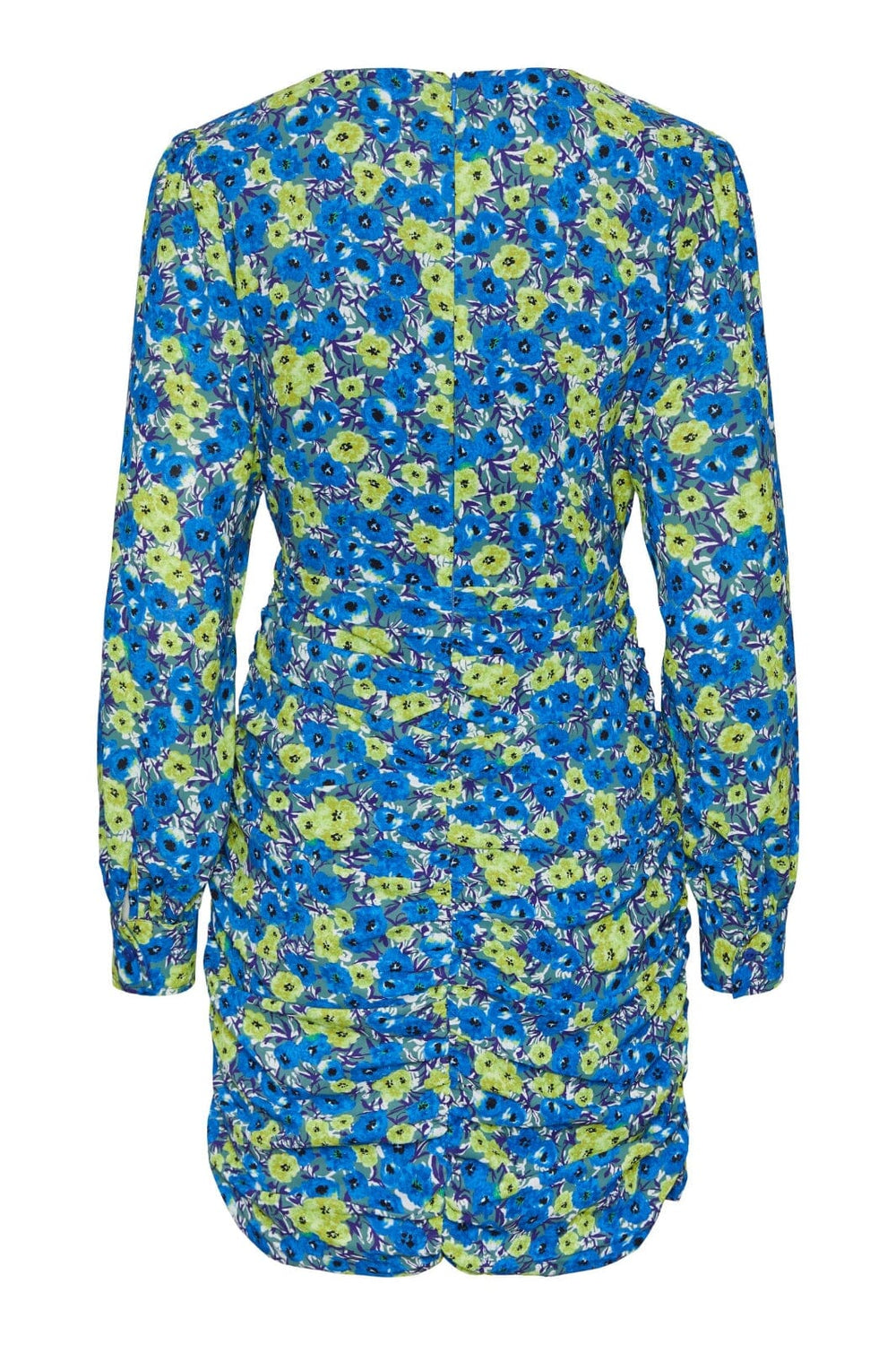 Pieces - Pccarly Ls Short Dress - Princess Blue MULTI FLOWERS Kjoler 