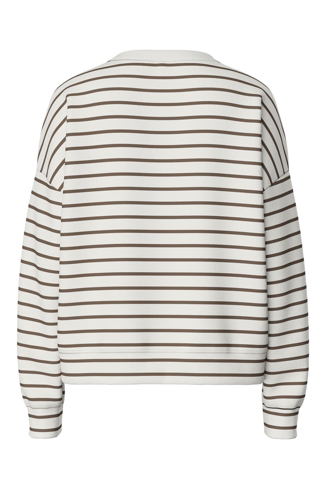 Pieces - Pcchilli Ls Sweat Stripes - 4701523 Cloud Dancer Morel