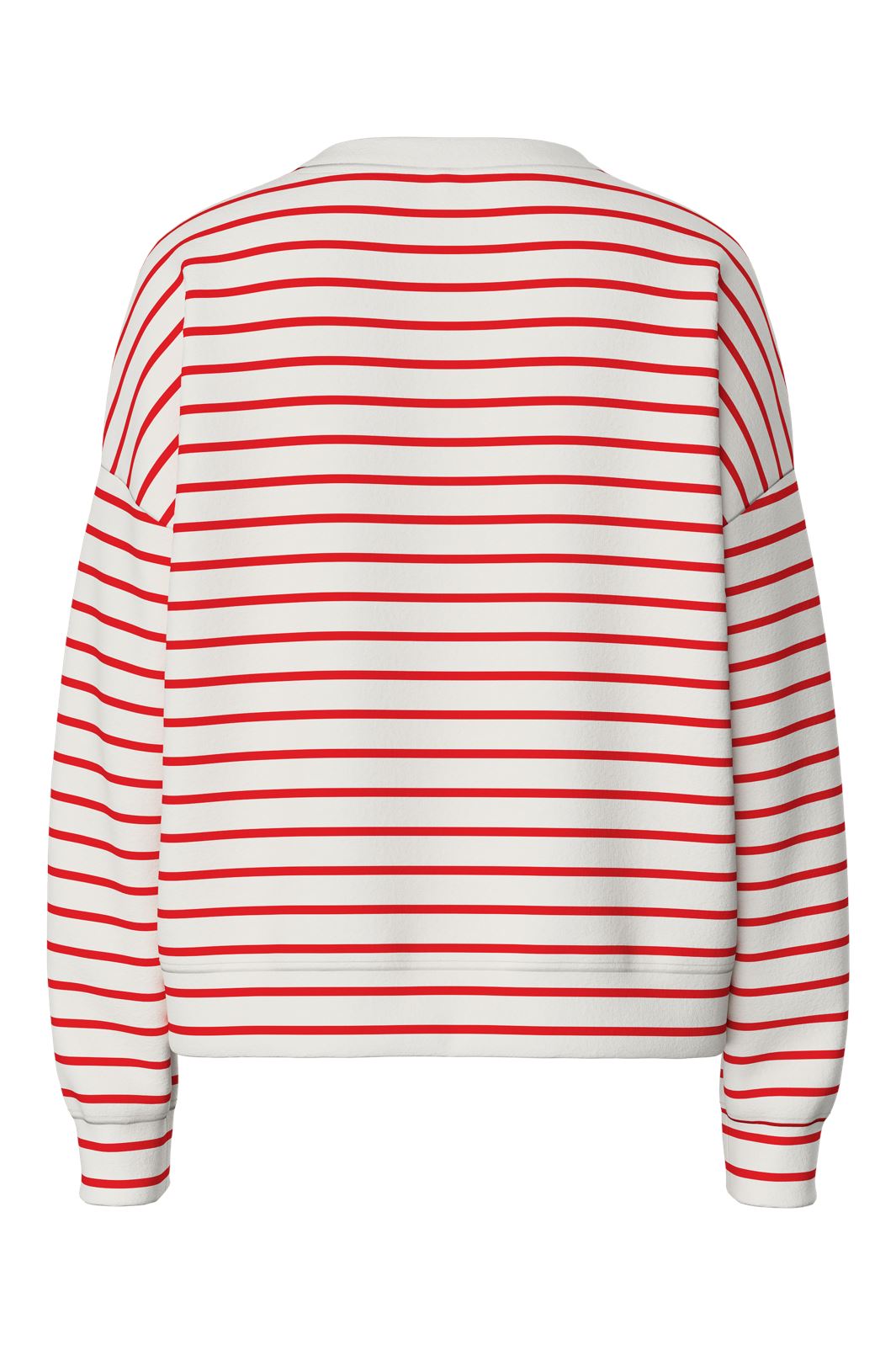 Pieces - Pcchilli Ls Sweat Stripes - 4701525 Cloud Dancer Poppy Red