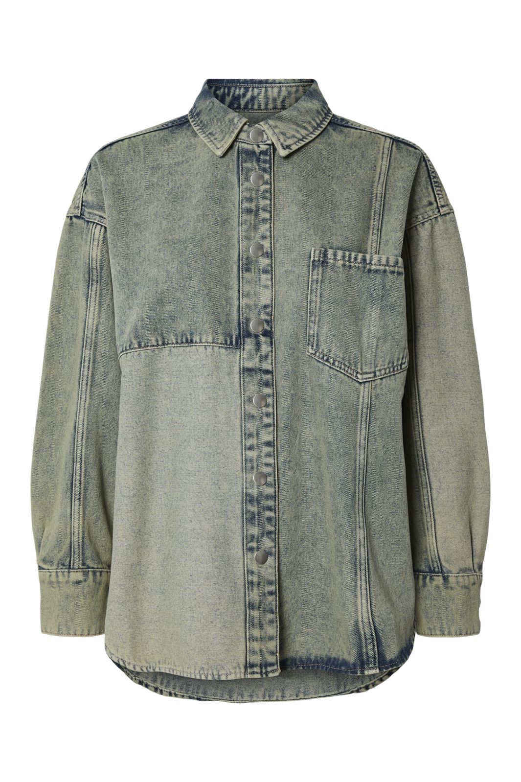 Pieces - Pcdria Ls Denim Shirt - 4822820 Deep Lichen Green Washed