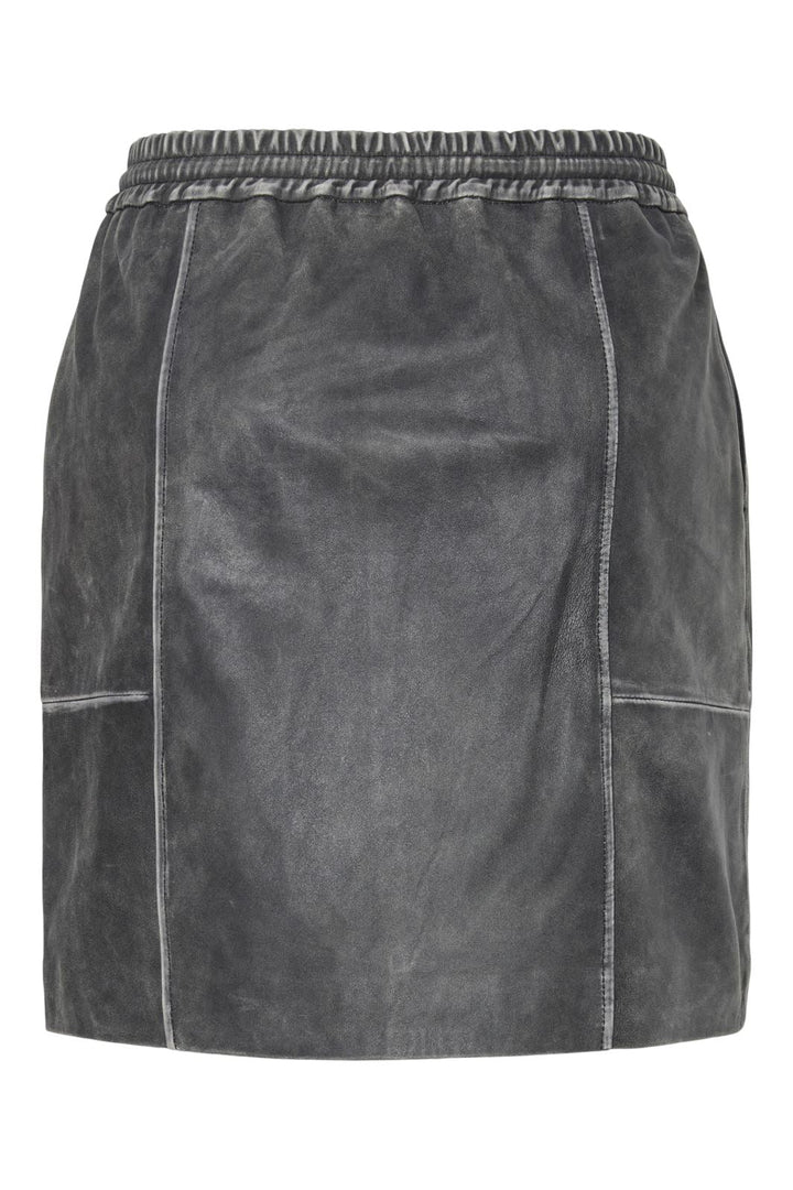 Pieces - Pcfemma Short Leather Skirt 17160643 - 4848834 - Concrete Grey