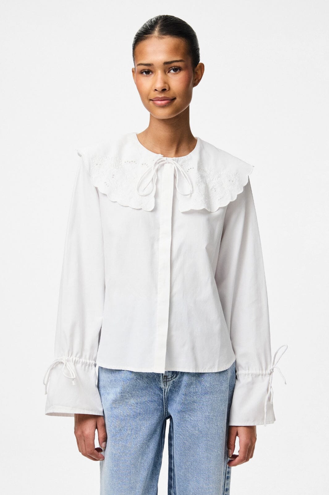 Pieces - Pcfetina Ls Collar Shirt Fsy - 4868820 Bright White