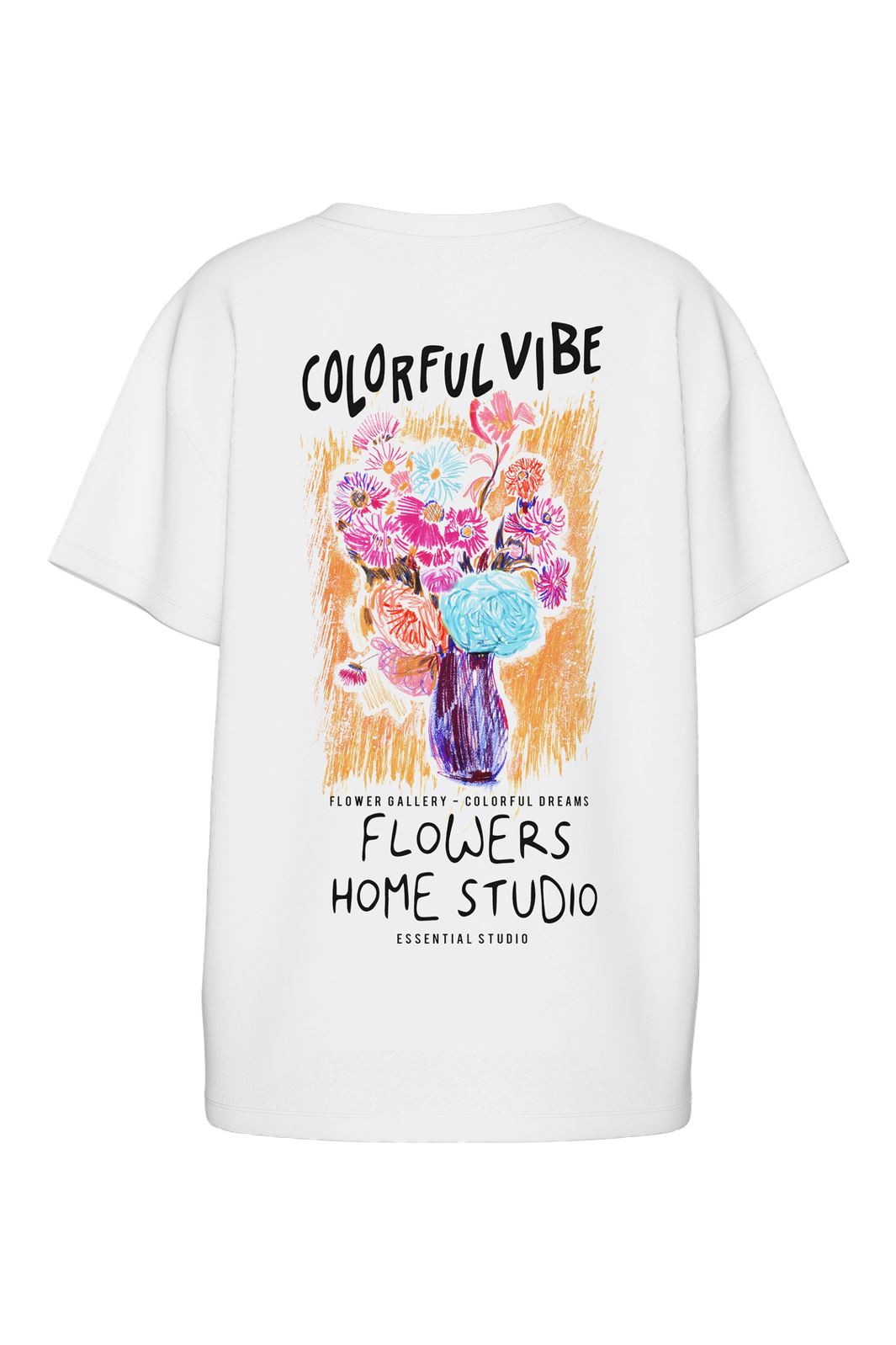 Pieces - Pcflower Ss Oversized Tee - 4794497 Bright White Flowers