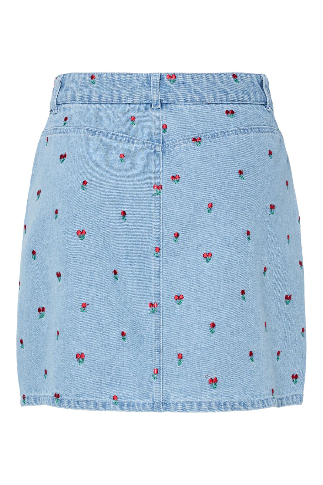 Forudbestilling - Pieces - Pcfreia Short Denim Skirt Fsy - 4925858 Light Blue Denim Tulips