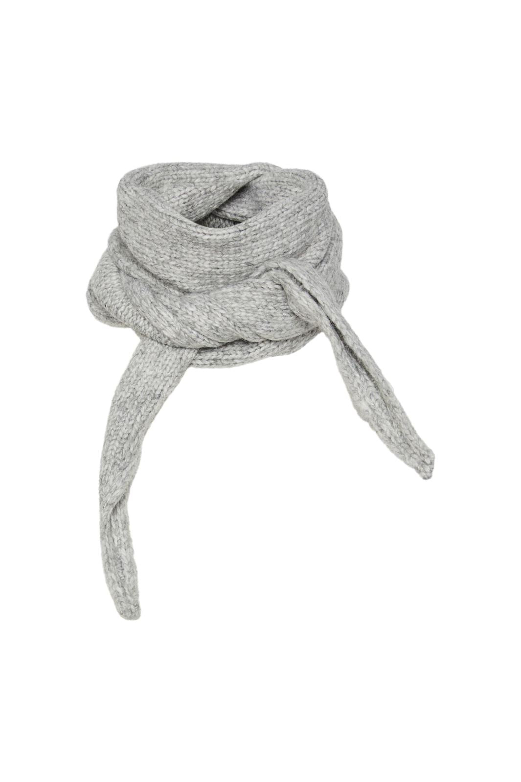 Pieces - Pclullu Mini Knit Scarf - 4440165 Grey Melange Tørklæder 