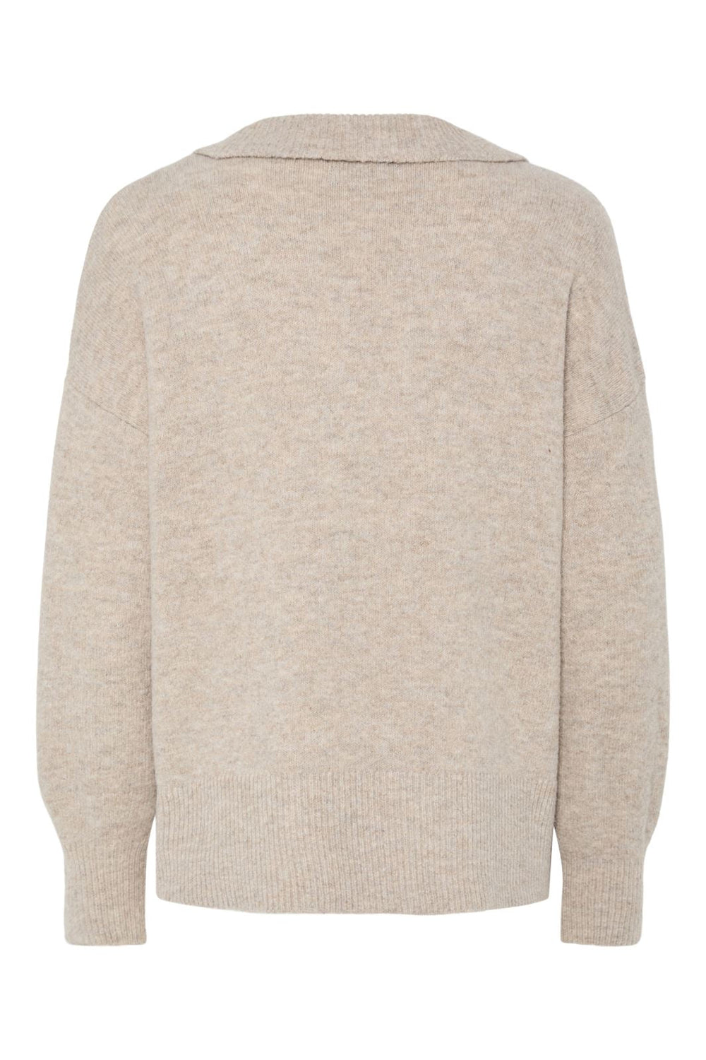 Pieces - Pcmalou Ls Polo Knit - 4793870 Taupe Gray Melange