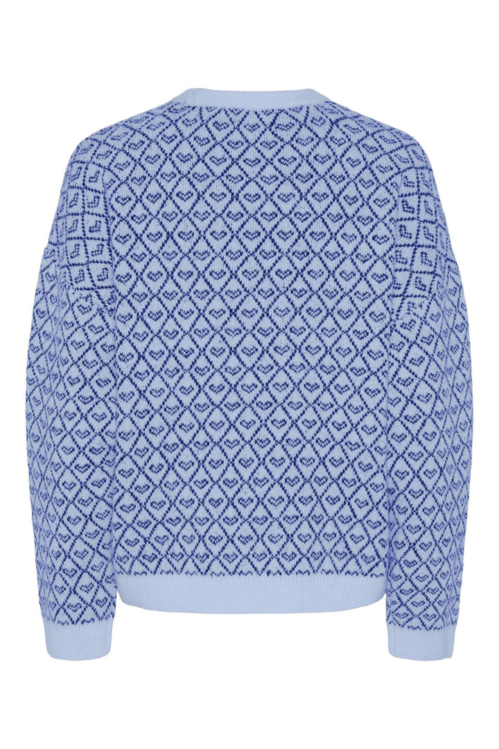 Pieces - Pcnavi Ls O-Neck Knit Mm - 4738800 Cashmere Blue Surf The Web Hearts