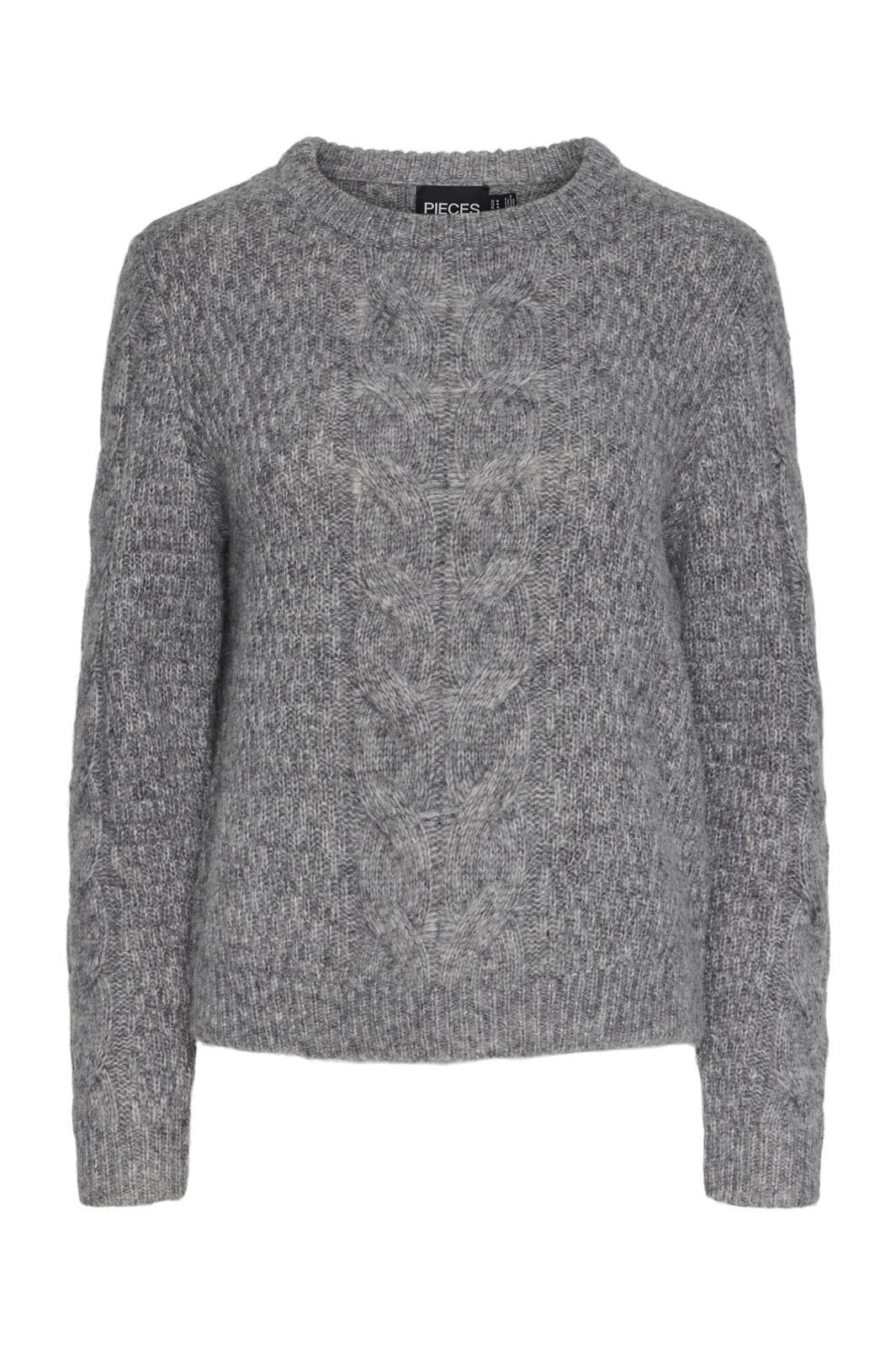 Pieces - Pcnina Ls O-Neck Knit - 4533587 Medium Grey Melange