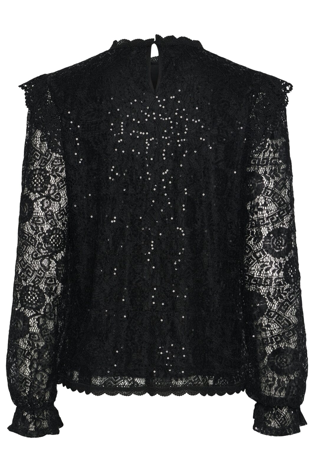 Pieces - Pcolline Ls Lace Sequins Top - 4567444 Black