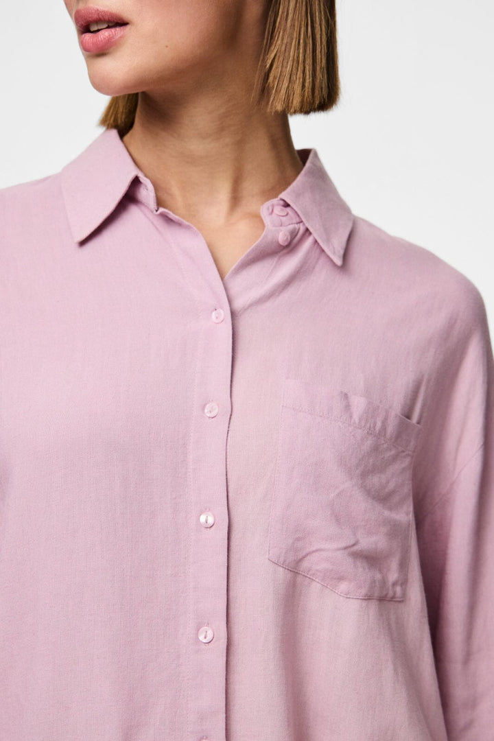 Pieces - Pcpia Ls Loose Shirt - 4648859 Dawn Pink