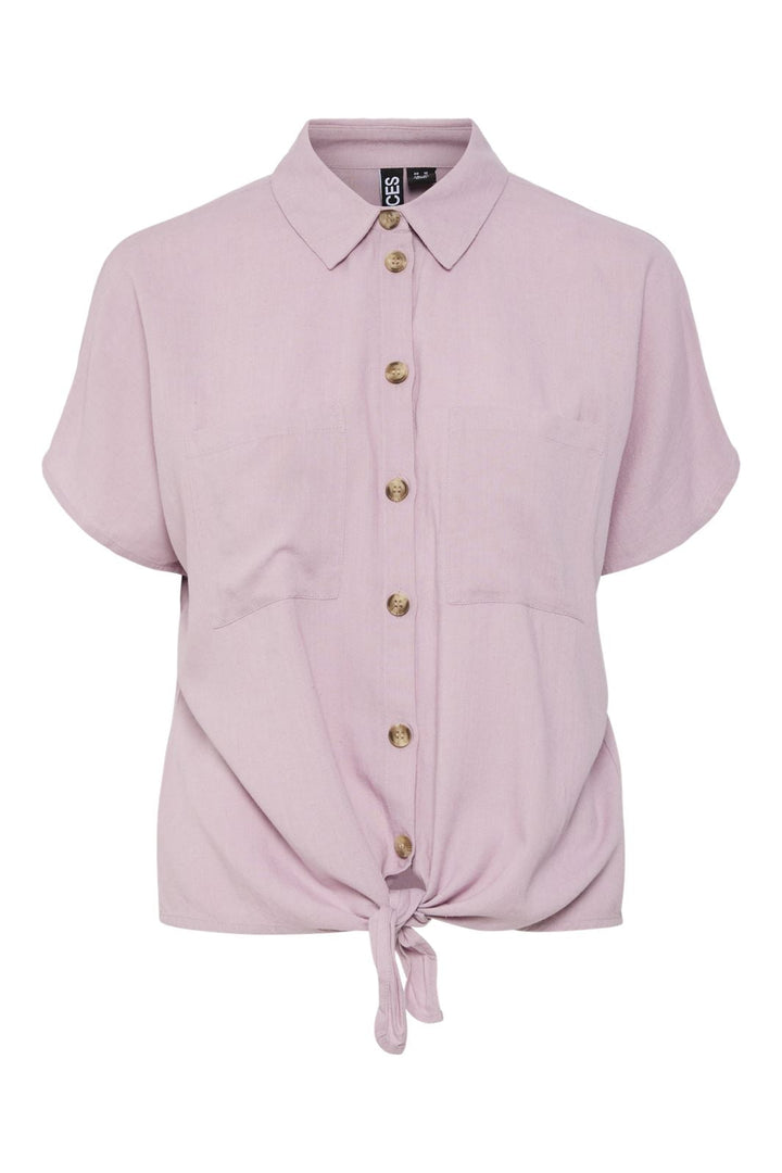 Pieces - Pcpia Ss Tie Shirt - 4648819 Dawn Pink