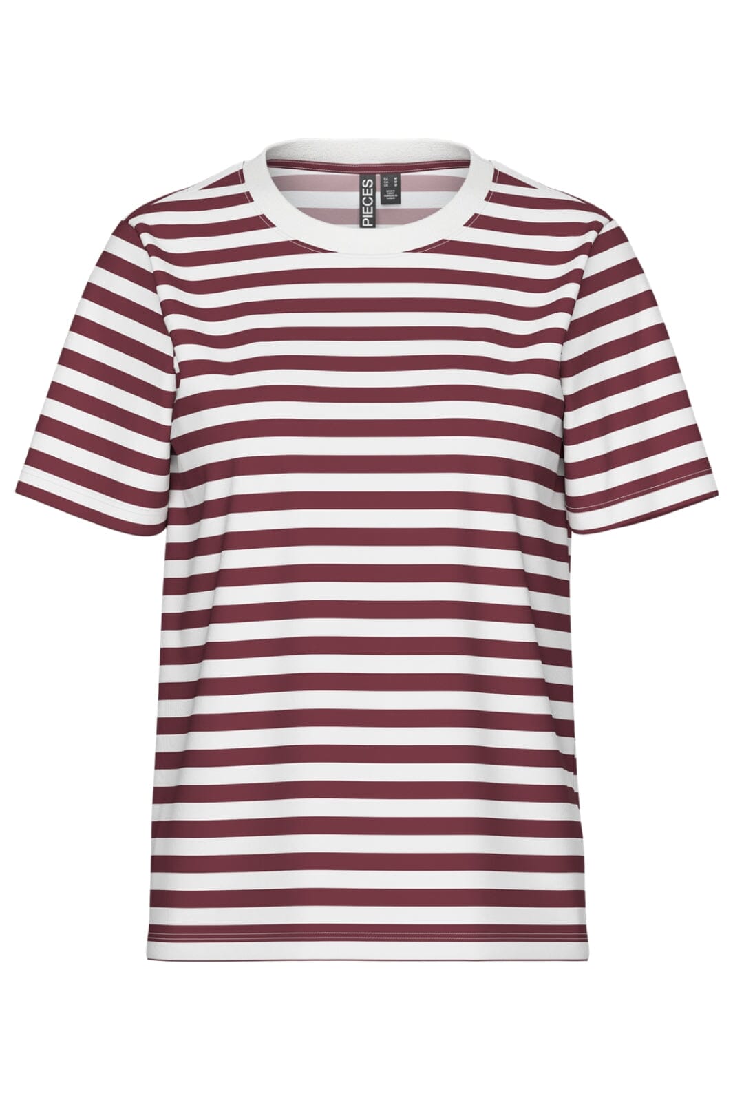 Pieces - Pcria Ss Tee Stripes - 4856960 Tawny Port Bright White T-shirts 