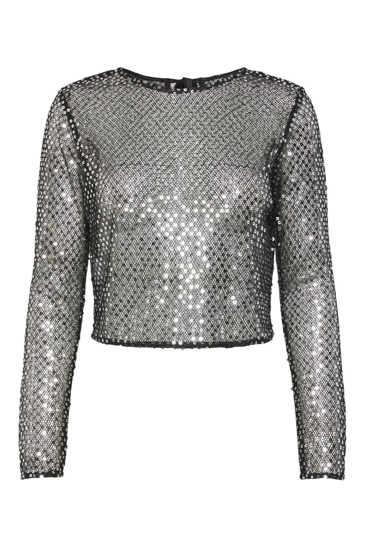 Pieces - Pcrissi Ls Reversible Sequins Cardigan - 4674449 Black Silver Sequins