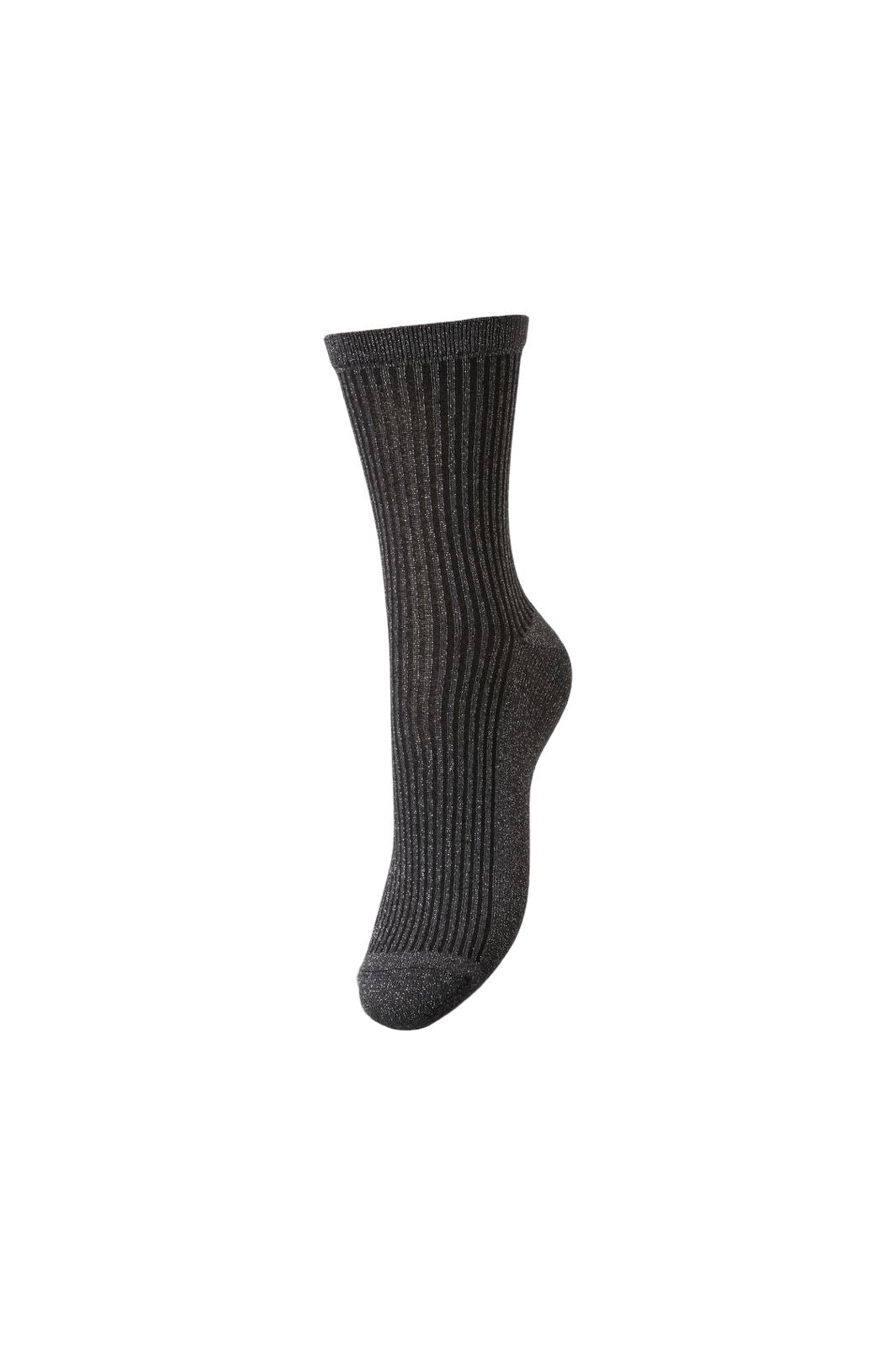 Pieces - Pcsebby Glitter Long Stripe Sock - 4614343 Magnet Black