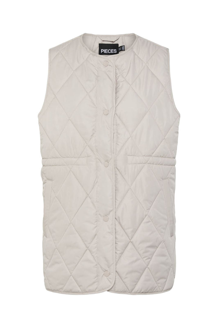 Pieces - Pcstella Quilted Vest - 4640697 Silver Gray