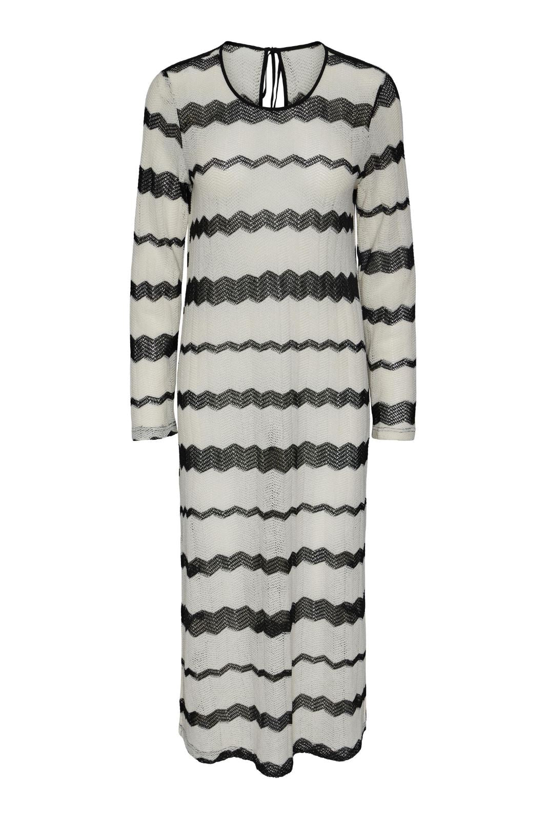 Pieces - Pcsunny Ls Ankle Dress - 4591233 Bright White Black Kjoler 