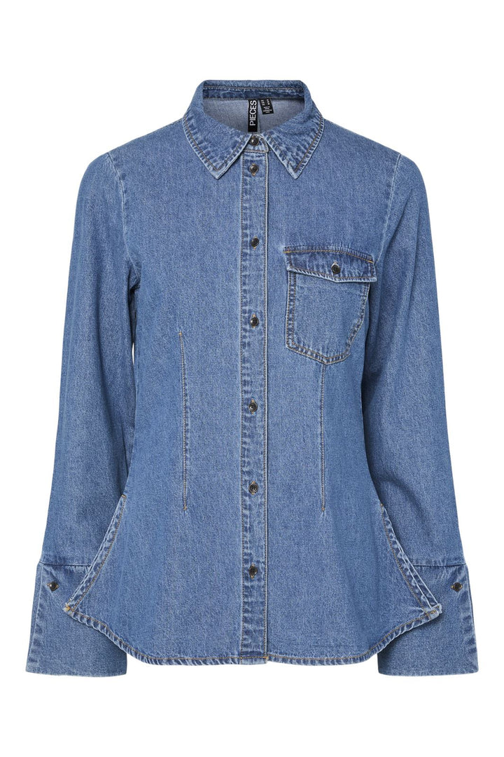 Pieces - Pcsvea Ls Denim Shirt - 4691925 Medium Blue Denim