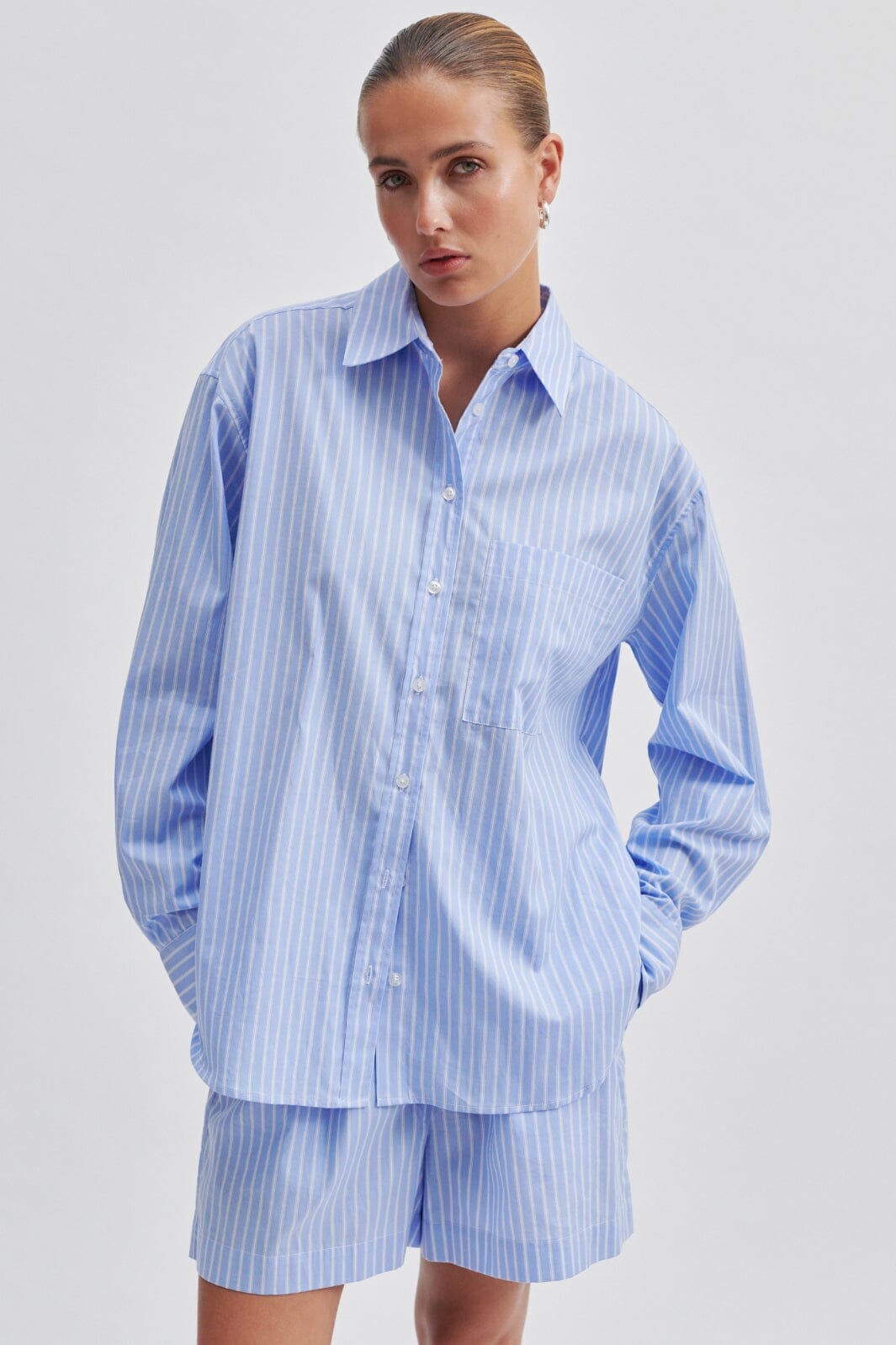 Second Female - Amale Shirt - 5039 Light Blue Stripe Skjorter 