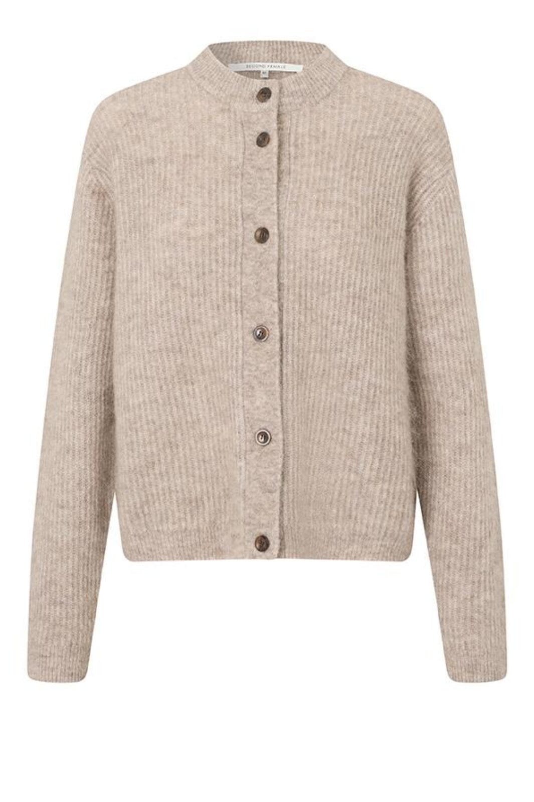 Second Female - Brook Knit Rib Cardigan 57878 - Beige Melange Cardigans 