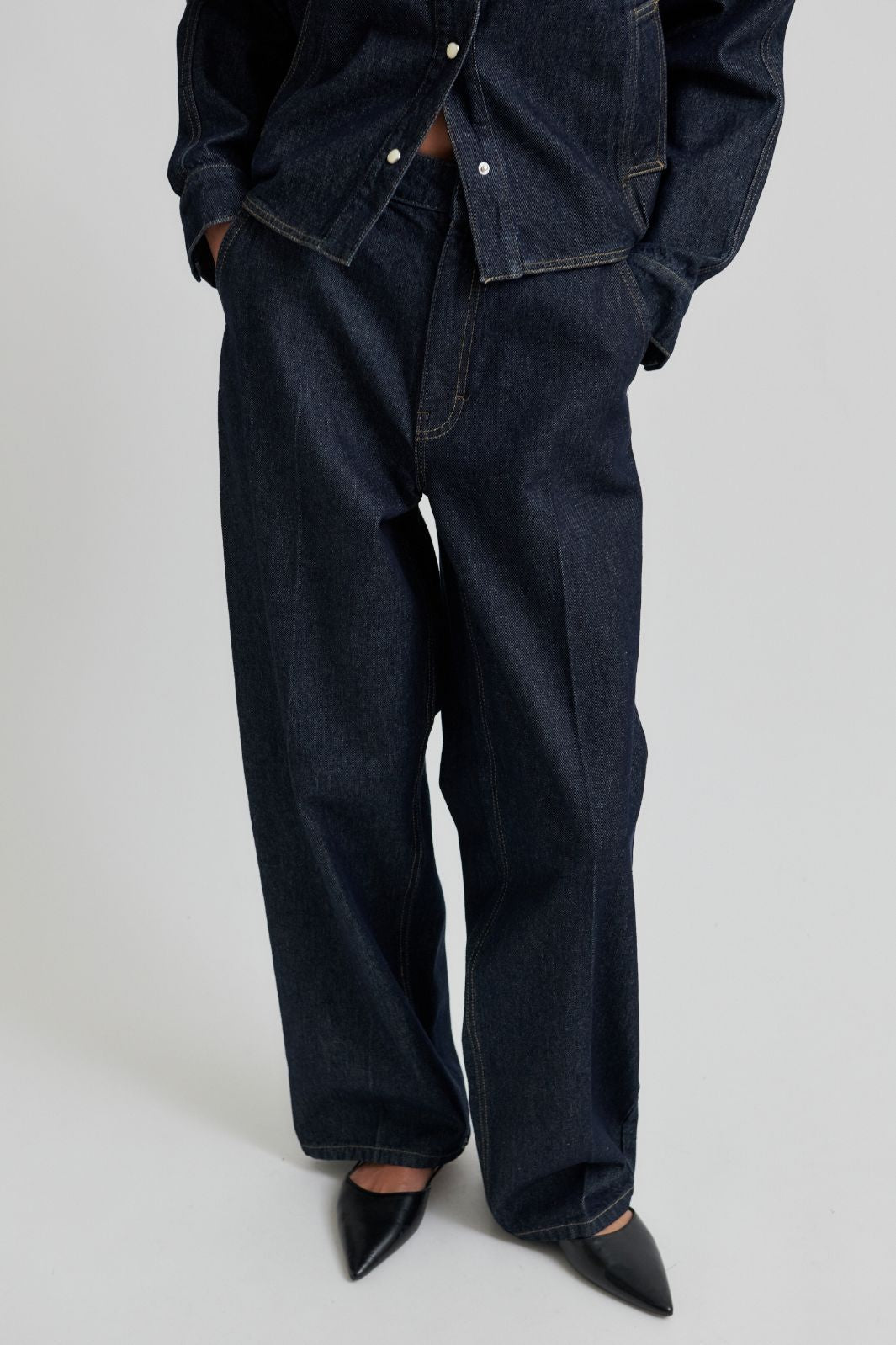 Second Female - Columbus New Denim Trousers 59722 - 5998 Dark blue denim Bukser 