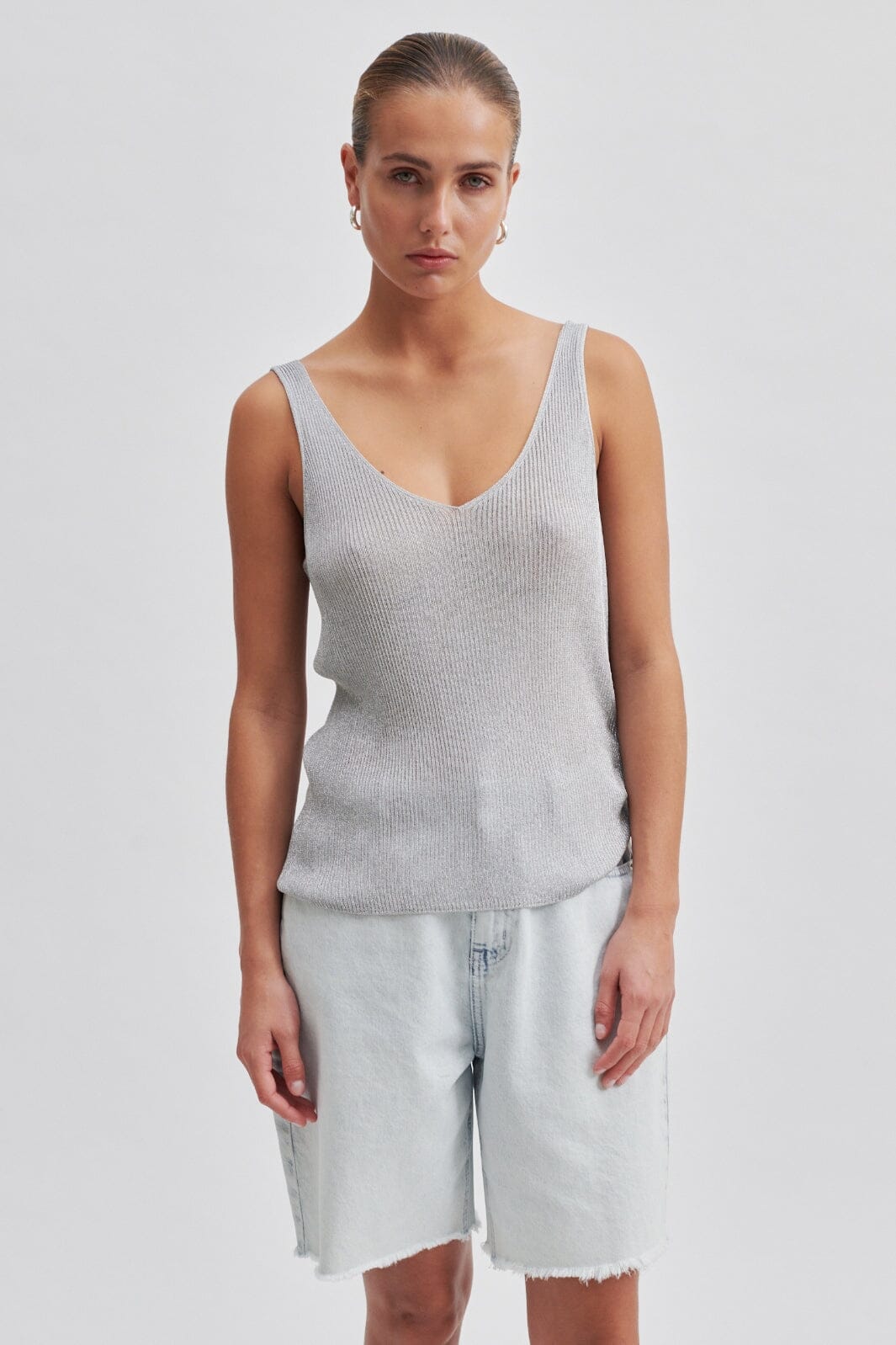 Second Female - Ellia Knit Top - 7019 Silver Toppe 