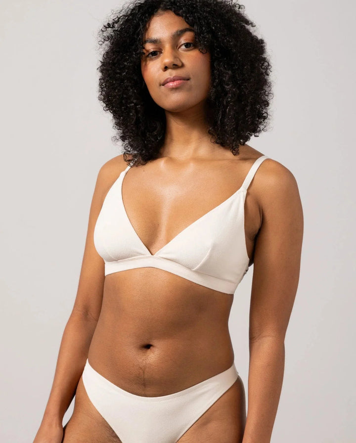 Understatement Underwear - Triangle Bikini Top - Cream Bikinier 