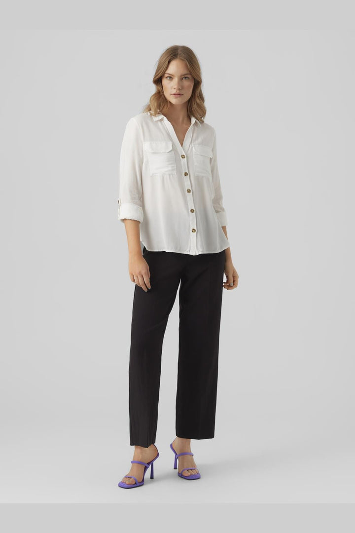 Vero Moda - Vmbumpy L/S Shirt New - 4035375 Snow White