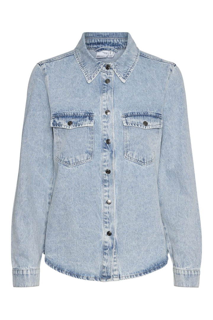 Vero Moda - Vmjennie Ls Denim Shirt Mix - 4555395 Light Blue Denim