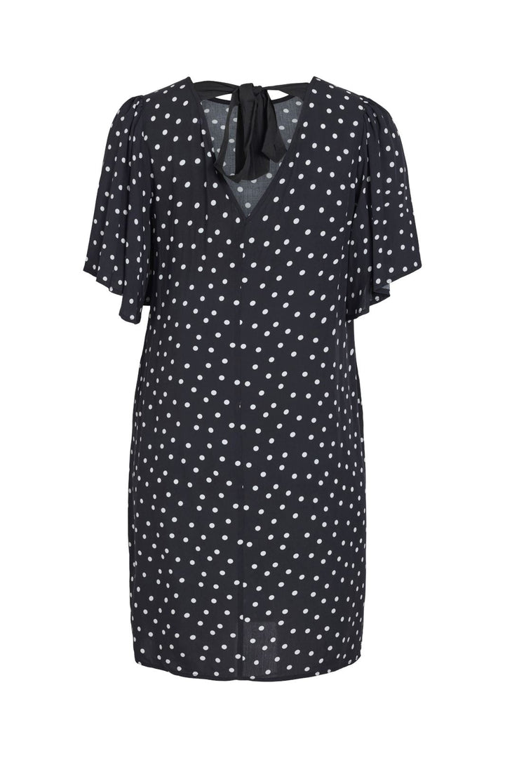 Vila - Vidolna 2/4 O-Neck Dress - 4710031 Black Cloud Dancer Dots