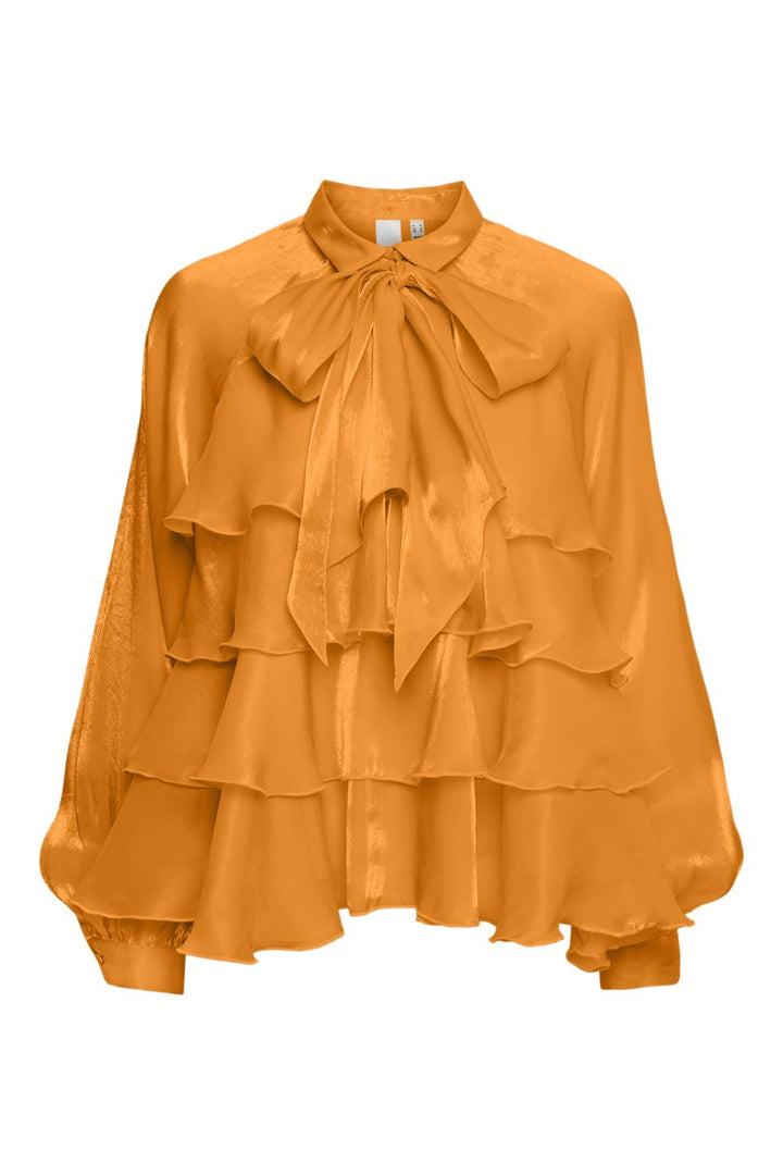 Y.A.S - Yaseloise Ls Shiny Top - 4846741 Flame Orange