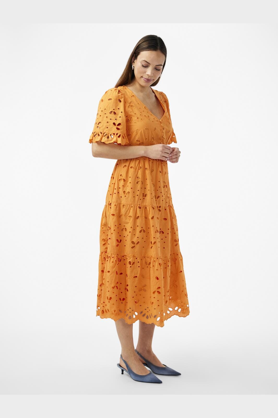 Y.A.S - Yaskanikka 2/4 Midi Dress - 4458377 Vibrant Orange